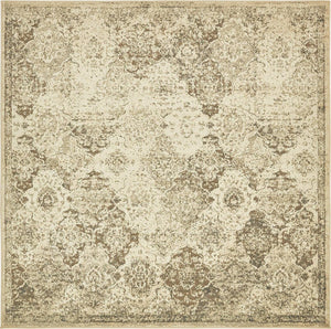 Beige 8' x 8' Tuareg Square Area Rug Vintage Inspired Distressed Look Durable Easy Clean Carpet for Unique Home Interiors for Sale at Rug Engine