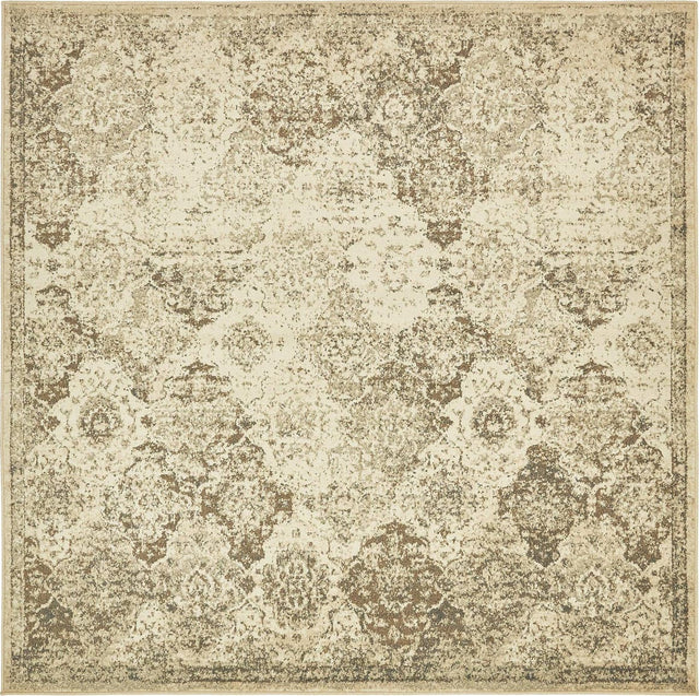 Beige 8' x 8' Tuareg Square Area Rug Vintage Inspired Distressed Look Durable Easy Clean Carpet for Unique Home Interiors for Sale at Rug Engine