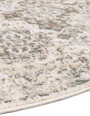 Beige 8' x 8' Tuareg Round Area Rug Vintage Inspired Distressed Look Durable Easy Clean Carpet for Unique Home Interiors for Sale at Rug Engine
