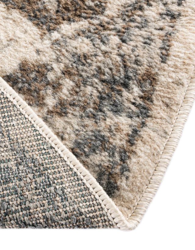 Beige 8' x 8' Tuareg Round Area Rug Vintage Inspired Distressed Look Durable Easy Clean Carpet for Unique Home Interiors for Sale at Rug Engine