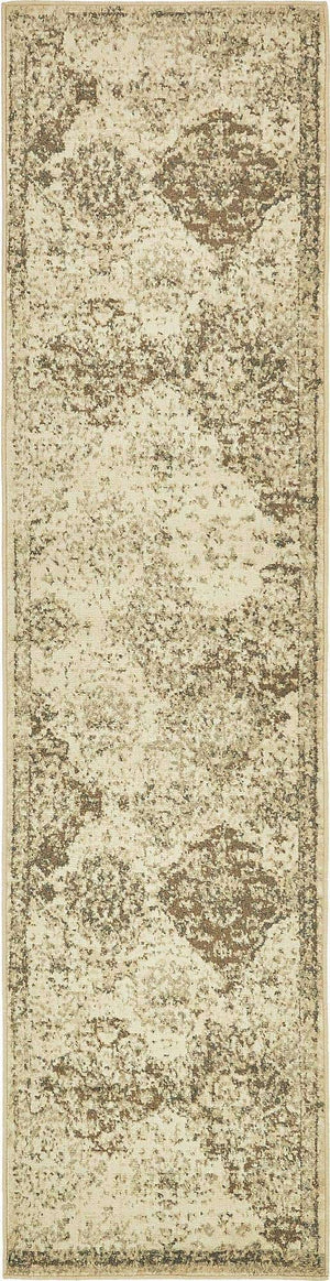 Beige 2' 7 x 10' Tuareg Runner Area Rug Vintage Inspired Distressed Look Durable Easy Clean Carpet for Unique Home Interiors for Sale at Rug Engine