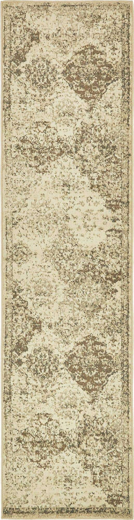 Beige 2' 7 x 10' Tuareg Runner Area Rug Vintage Inspired Distressed Look Durable Easy Clean Carpet for Unique Home Interiors for Sale at Rug Engine