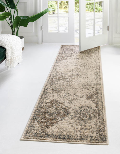 Beige 2' x 6' 1 Tuareg Runner Area Rug Vintage Inspired Distressed Look Durable Easy Clean Carpet for Unique Home Interiors for Sale at Rug Engine
