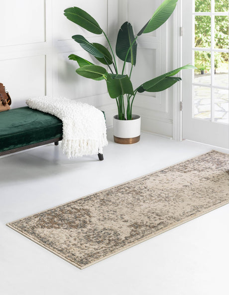 Beige 2' x 6' 1 Tuareg Runner Area Rug Vintage Inspired Distressed Look Durable Easy Clean Carpet for Unique Home Interiors for Sale at Rug Engine