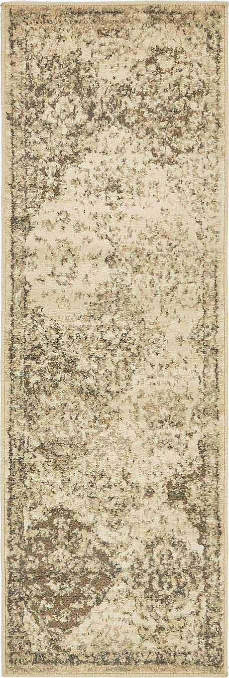 Beige 2' x 6' 1 Tuareg Runner Area Rug Vintage Inspired Distressed Look Durable Easy Clean Carpet for Unique Home Interiors for Sale at Rug Engine