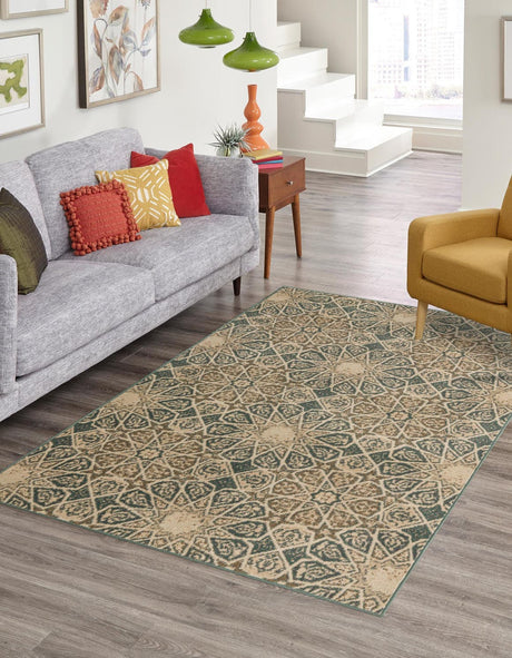 Multicolor 9' x 12' 2 Tuareg Rectangle Area Rug Vintage Inspired Distressed Look Durable Easy Clean Carpet for Unique Home Interiors for Sale at Rug Engine