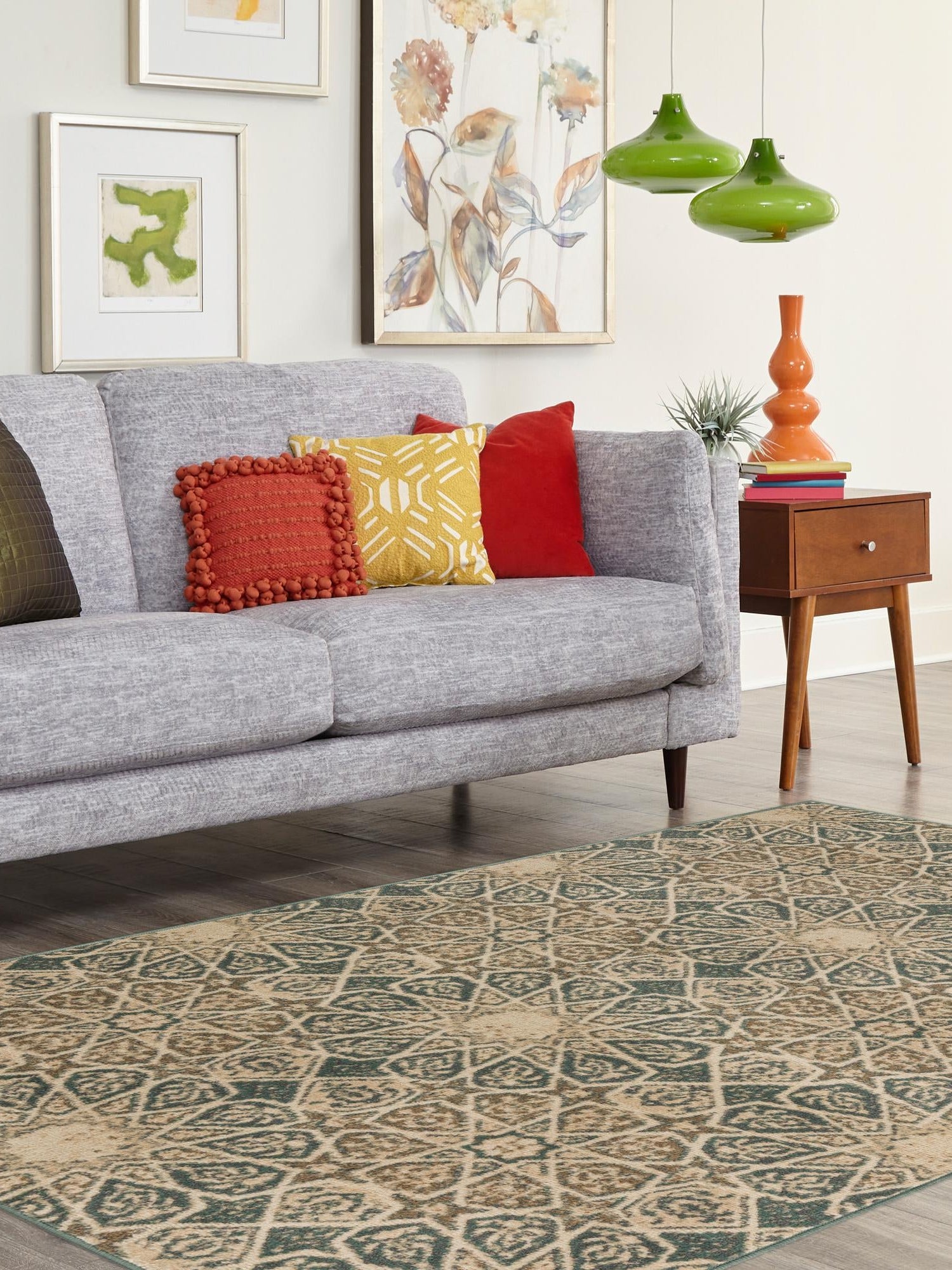 Multicolor 4' 1 x 6' 1 Tuareg Rectangle Area Rug Vintage Inspired Distressed Look Durable Easy Clean Carpet for Unique Home Interiors for Sale at Rug Engine