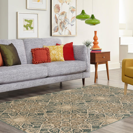 Multicolor 8' x 10' Tuareg Rectangle Area Rug Vintage Inspired Distressed Look Durable Easy Clean Carpet for Unique Home Interiors for Sale at Rug Engine