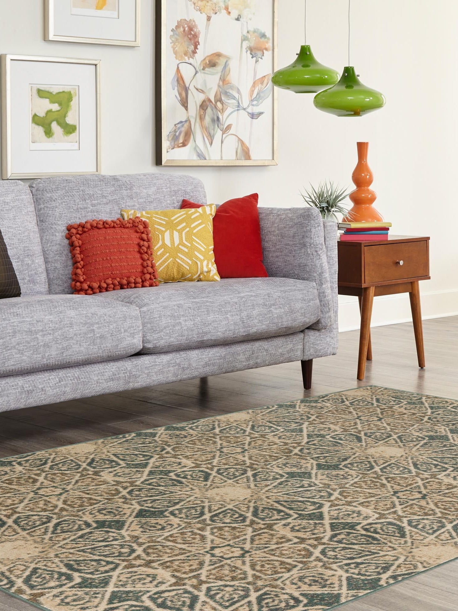 Multicolor 9' x 12' 2 Tuareg Rectangle Area Rug Vintage Inspired Distressed Look Durable Easy Clean Carpet for Unique Home Interiors for Sale at Rug Engine