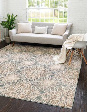 Multicolor 8' x 8' Tuareg Square Area Rug Vintage Inspired Distressed Look Durable Easy Clean Carpet for Unique Home Interiors for Sale at Rug Engine