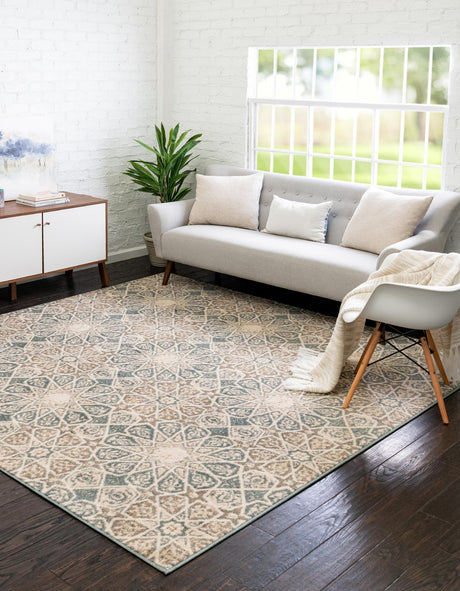 Multicolor 8' x 8' Tuareg Square Area Rug Vintage Inspired Distressed Look Durable Easy Clean Carpet for Unique Home Interiors for Sale at Rug Engine