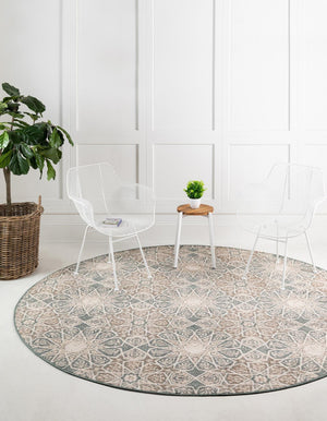 Multicolor 8' x 8' Tuareg Round Area Rug Vintage Inspired Distressed Look Durable Easy Clean Carpet for Unique Home Interiors for Sale at Rug Engine