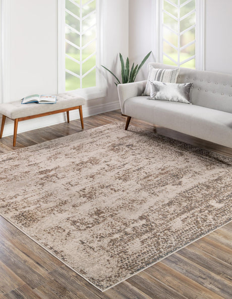 Cream 8' x 8' Tuareg Square Area Rug Vintage Inspired Distressed Look Durable Easy Clean Carpet for Unique Home Interiors for Sale at Rug Engine