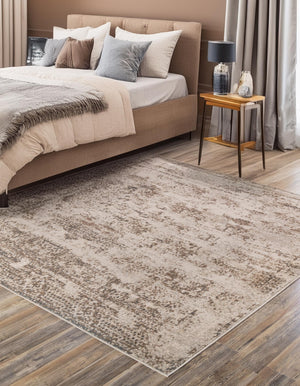 Cream 8' x 8' Tuareg Square Area Rug Vintage Inspired Distressed Look Durable Easy Clean Carpet for Unique Home Interiors for Sale at Rug Engine