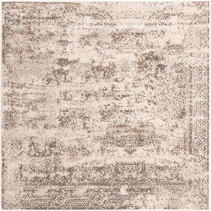 Cream 8' x 8' Tuareg Square Area Rug Vintage Inspired Distressed Look Durable Easy Clean Carpet for Unique Home Interiors for Sale at Rug Engine