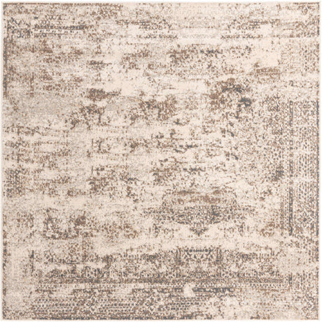 Cream 8' x 8' Tuareg Square Area Rug Vintage Inspired Distressed Look Durable Easy Clean Carpet for Unique Home Interiors for Sale at Rug Engine