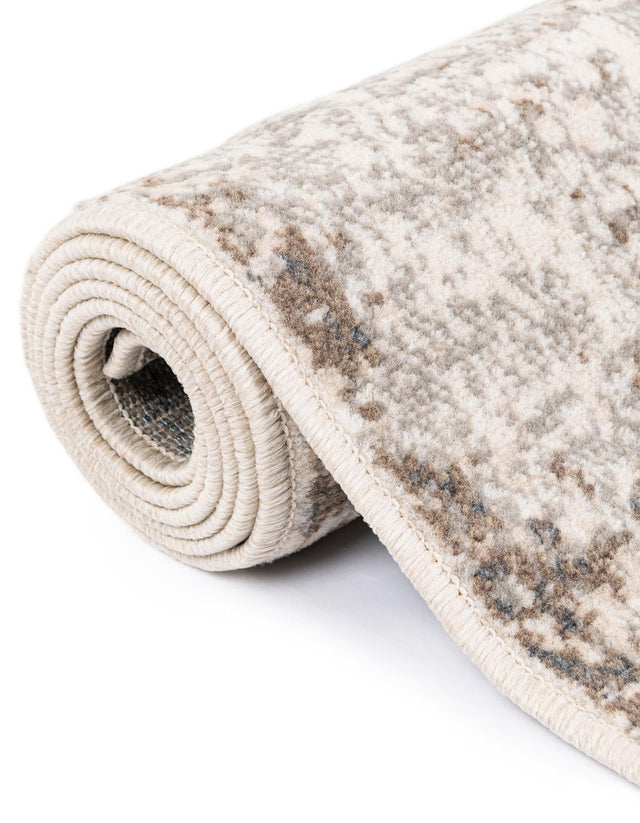 Cream 8' x 8' Tuareg Round Area Rug Vintage Inspired Distressed Look Durable Easy Clean Carpet for Unique Home Interiors for Sale at Rug Engine