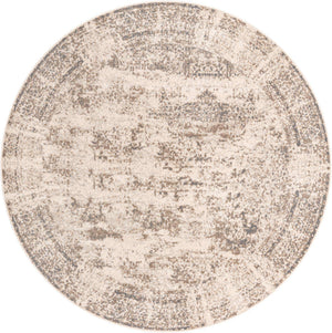 Cream 8' x 8' Tuareg Round Area Rug Vintage Inspired Distressed Look Durable Easy Clean Carpet for Unique Home Interiors for Sale at Rug Engine