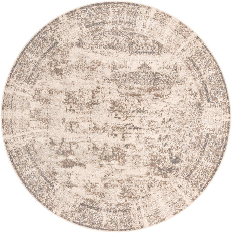 Cream 8' x 8' Tuareg Round Area Rug Vintage Inspired Distressed Look Durable Easy Clean Carpet for Unique Home Interiors for Sale at Rug Engine