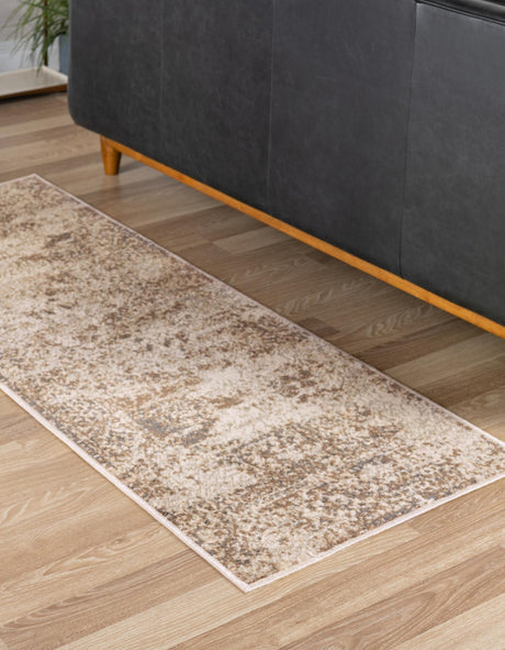 Cream 2' 7 x 10' Tuareg Runner Area Rug Vintage Inspired Distressed Look Durable Easy Clean Carpet for Unique Home Interiors for Sale at Rug Engine