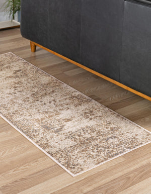 Cream 2' x 6' 1 Tuareg Runner Area Rug Vintage Inspired Distressed Look Durable Easy Clean Carpet for Unique Home Interiors for Sale at Rug Engine
