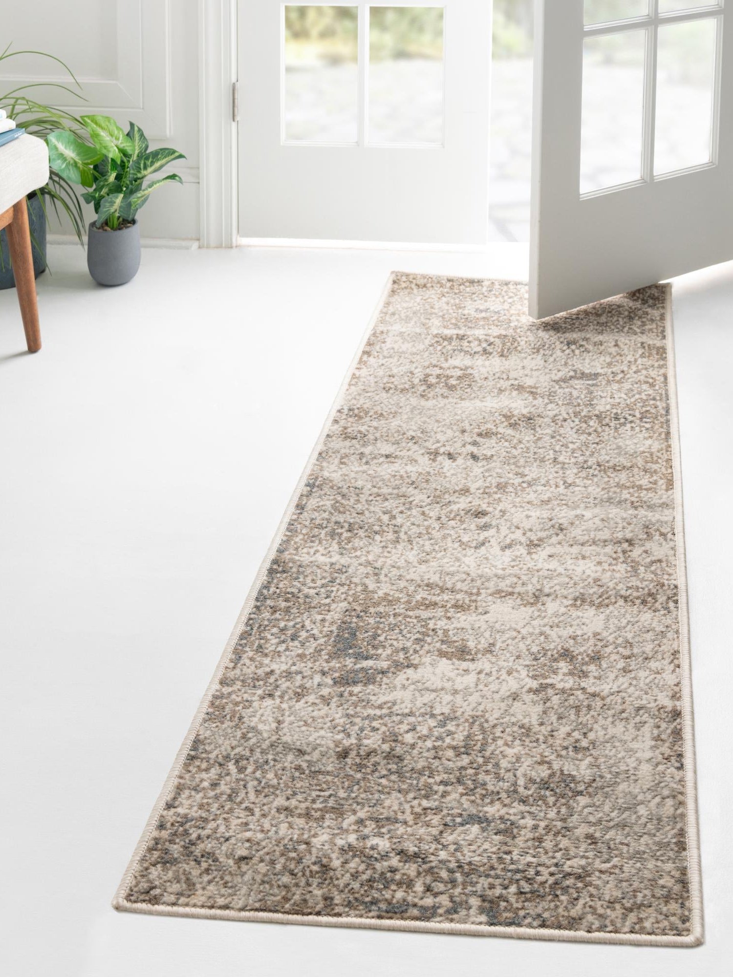 Cream 2' x 6' 1 Tuareg Runner Area Rug Vintage Inspired Distressed Look Durable Easy Clean Carpet for Unique Home Interiors for Sale at Rug Engine