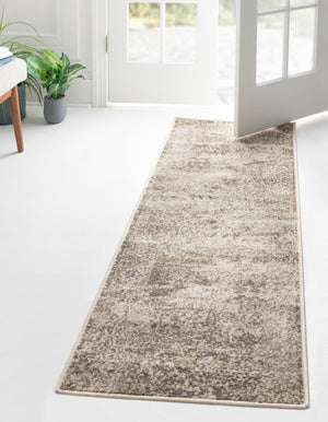 Cream 2' x 6' 1 Tuareg Runner Area Rug Vintage Inspired Distressed Look Durable Easy Clean Carpet for Unique Home Interiors for Sale at Rug Engine