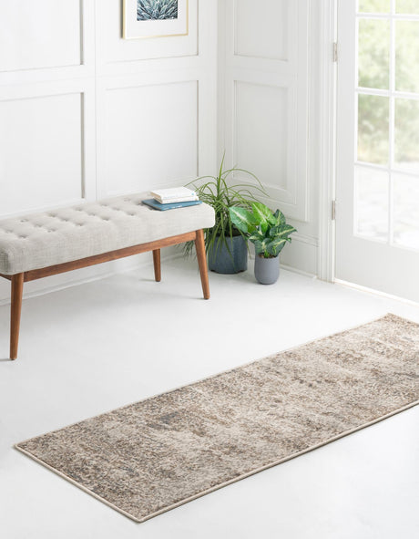 Cream 2' x 6' 1 Tuareg Runner Area Rug Vintage Inspired Distressed Look Durable Easy Clean Carpet for Unique Home Interiors for Sale at Rug Engine