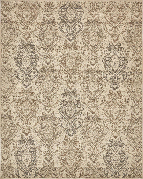 Beige 8' x 10' Tuareg Rectangle Area Rug Vintage Inspired Distressed Look Durable Easy Clean Carpet for Unique Home Interiors for Sale at Rug Engine