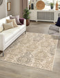 Beige 5' 1 x 8' Tuareg Rectangle Area Rug Vintage Inspired Distressed Look Durable Easy Clean Carpet for Unique Home Interiors for Sale at Rug Engine