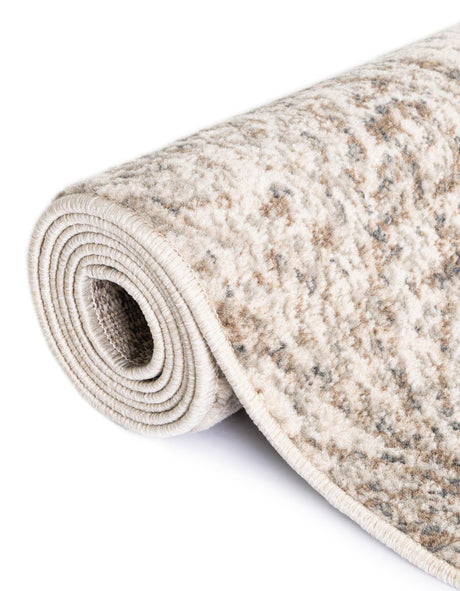 Beige 5' 1 x 8' Tuareg Rectangle Area Rug Vintage Inspired Distressed Look Durable Easy Clean Carpet for Unique Home Interiors for Sale at Rug Engine