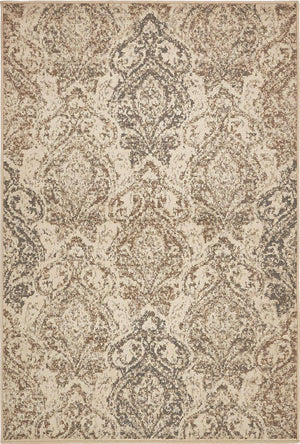 Beige 4' 1 x 6' 1 Tuareg Rectangle Area Rug Vintage Inspired Distressed Look Durable Easy Clean Carpet for Unique Home Interiors for Sale at Rug Engine