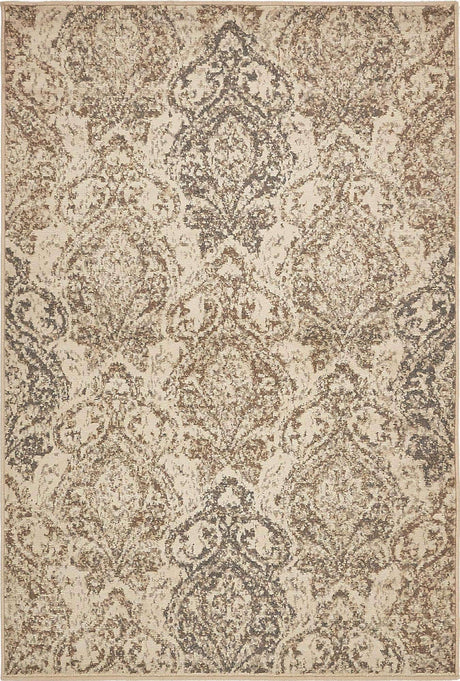 Beige 4' 1 x 6' 1 Tuareg Rectangle Area Rug Vintage Inspired Distressed Look Durable Easy Clean Carpet for Unique Home Interiors for Sale at Rug Engine