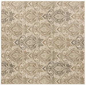 Beige 8' x 8' Tuareg Square Area Rug Vintage Inspired Distressed Look Durable Easy Clean Carpet for Unique Home Interiors for Sale at Rug Engine