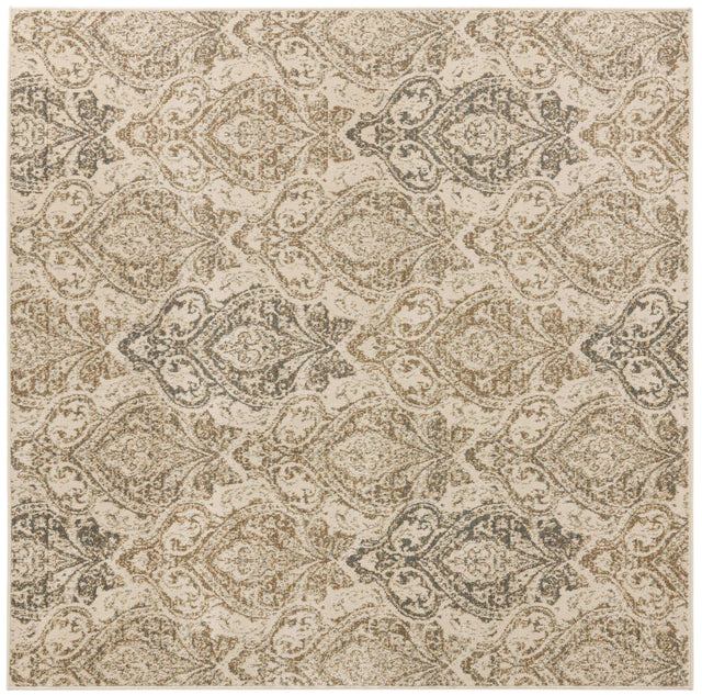 Beige 8' x 8' Tuareg Square Area Rug Vintage Inspired Distressed Look Durable Easy Clean Carpet for Unique Home Interiors for Sale at Rug Engine