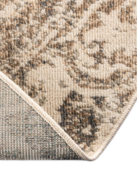 Beige 8' x 8' Tuareg Round Area Rug Vintage Inspired Distressed Look Durable Easy Clean Carpet for Unique Home Interiors for Sale at Rug Engine