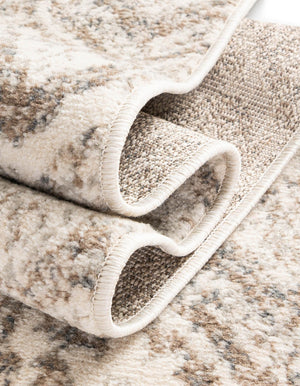 Beige 8' x 8' Tuareg Round Area Rug Vintage Inspired Distressed Look Durable Easy Clean Carpet for Unique Home Interiors for Sale at Rug Engine
