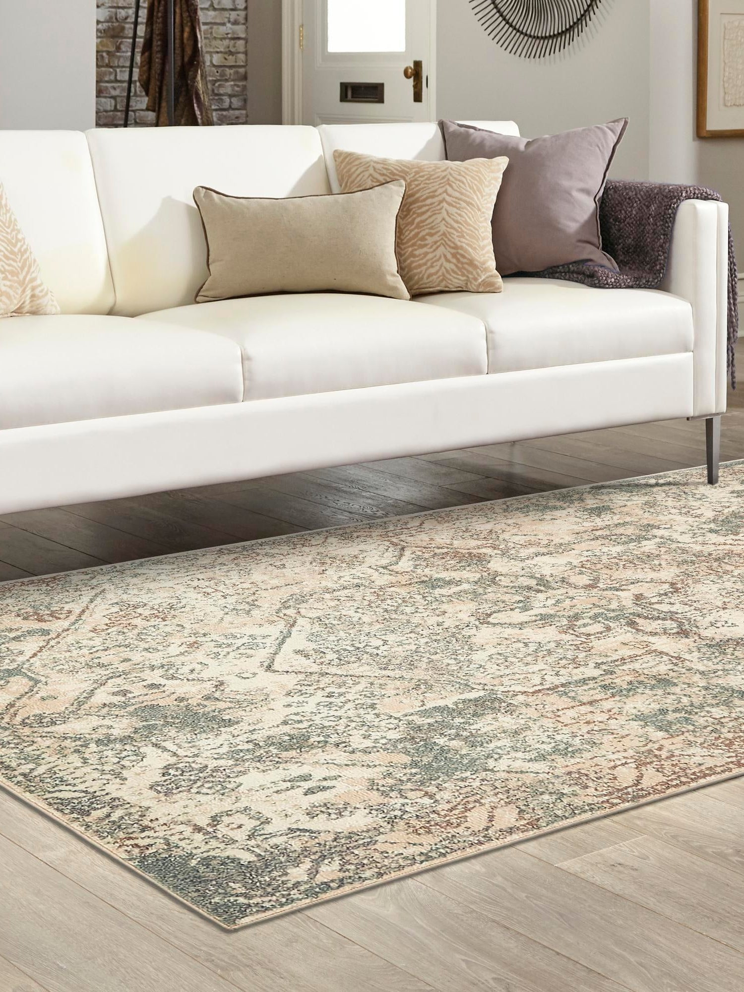 Multicolor 8' x 10' Tuareg Rectangle Area Rug Vintage Inspired Distressed Look Durable Easy Clean Carpet for Unique Home Interiors for Sale at Rug Engine