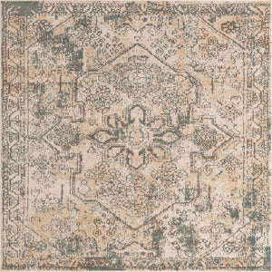 Multicolor 8' x 8' Tuareg Square Area Rug Vintage Inspired Distressed Look Durable Easy Clean Carpet for Unique Home Interiors for Sale at Rug Engine