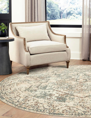 Multicolor 8' x 8' Tuareg Round Area Rug Vintage Inspired Distressed Look Durable Easy Clean Carpet for Unique Home Interiors for Sale at Rug Engine