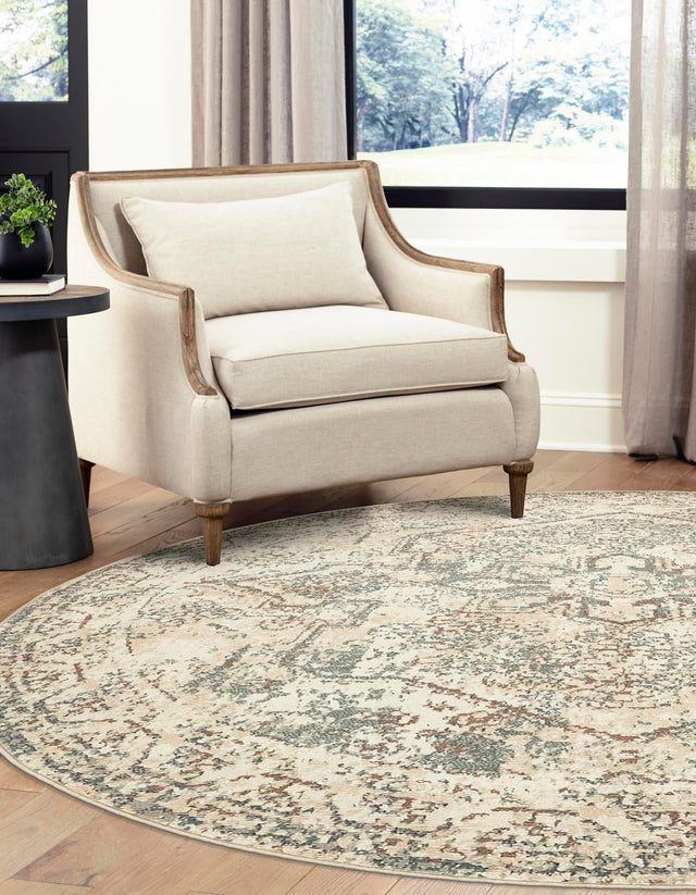 Multicolor 5' 3 x 5' 3 Tuareg Round Area Rug Vintage Inspired Distressed Look Durable Easy Clean Carpet for Unique Home Interiors for Sale at Rug Engine