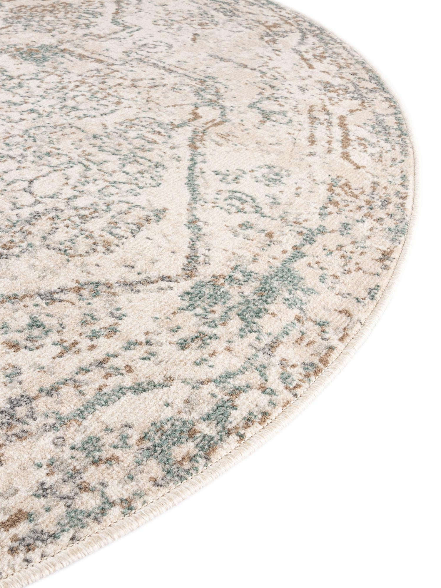 Multicolor 5' 3 x 5' 3 Tuareg Round Area Rug Vintage Inspired Distressed Look Durable Easy Clean Carpet for Unique Home Interiors for Sale at Rug Engine