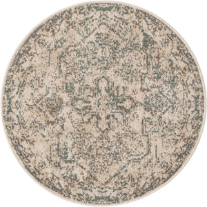 Multicolor 8' x 8' Tuareg Round Area Rug Vintage Inspired Distressed Look Durable Easy Clean Carpet for Unique Home Interiors for Sale at Rug Engine