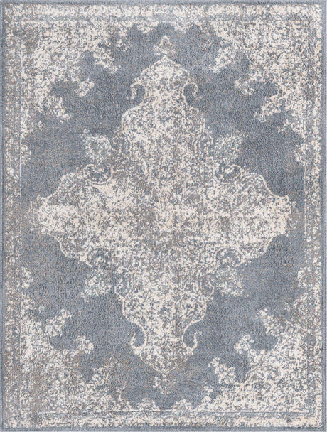 Gray 9' x 12' Tuareg Rectangle Area Rug Vintage Inspired Distressed Look Durable Easy Clean Carpet for Unique Home Interiors for Sale at Rug Engine