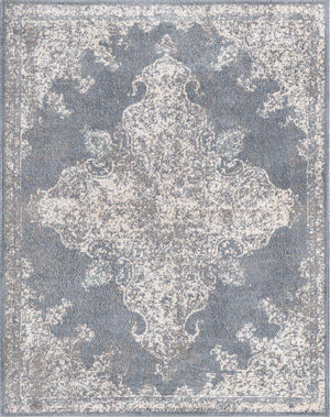 Gray 8' x 10' Tuareg Rectangle Area Rug Vintage Inspired Distressed Look Durable Easy Clean Carpet for Unique Home Interiors for Sale at Rug Engine