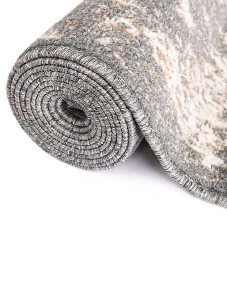 Gray 9' x 12' Tuareg Rectangle Area Rug Vintage Inspired Distressed Look Durable Easy Clean Carpet for Unique Home Interiors for Sale at Rug Engine