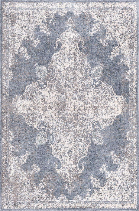 Gray 4' x 6' Tuareg Rectangle Area Rug Vintage Inspired Distressed Look Durable Easy Clean Carpet for Unique Home Interiors for Sale at Rug Engine