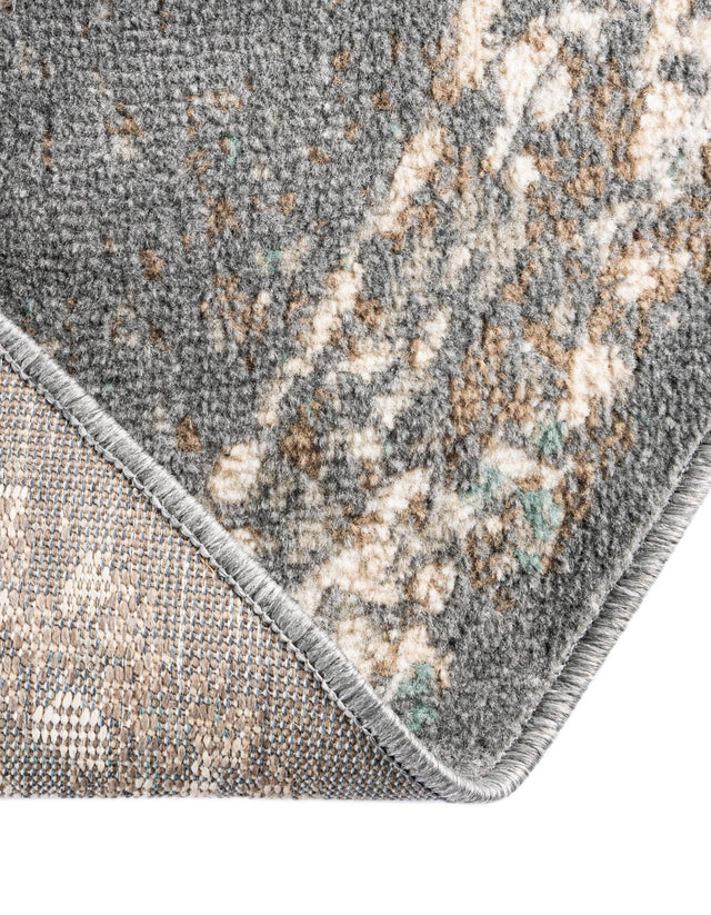 Gray 8' x 8' Tuareg Round Area Rug Vintage Inspired Distressed Look Durable Easy Clean Carpet for Unique Home Interiors for Sale at Rug Engine