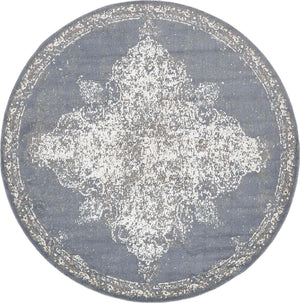 Gray 8' x 8' Tuareg Round Area Rug Vintage Inspired Distressed Look Durable Easy Clean Carpet for Unique Home Interiors for Sale at Rug Engine