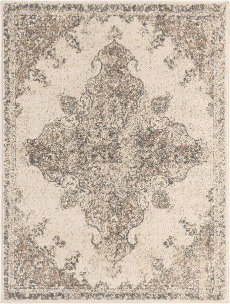 Cream 9' x 12' 2 Tuareg Rectangle Area Rug Vintage Inspired Distressed Look Durable Easy Clean Carpet for Unique Home Interiors for Sale at Rug Engine